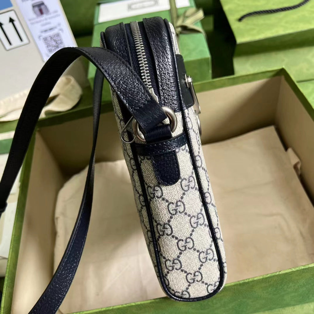 Glami OphiGLAMIa Glami Small Messenger Bag Beige And Blue Glami Supreme Canvas Beige For Women 9.5in/23cm Glami 547926 96IWN 4076