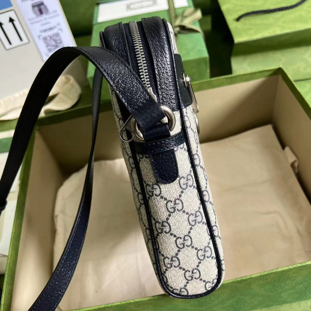 Glami OphiGLAMIa Glami Small Messenger Bag Beige And Blue Glami Supreme Canvas Beige For Women 9.5in/23cm Glami 547926 96IWN 4076