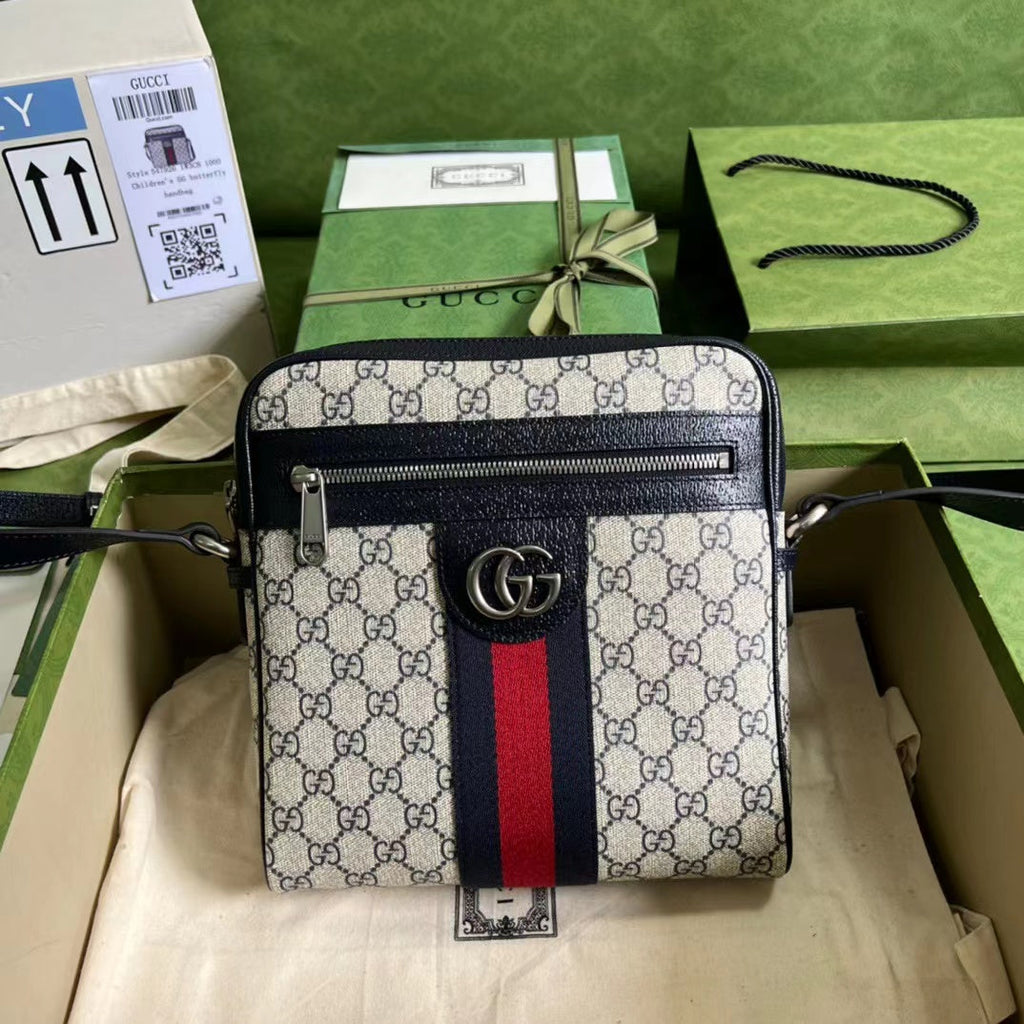 Glami OphiGLAMIa Glami Small Messenger Bag Beige And Blue Glami Supreme Canvas Beige For Women 9.5in/23cm Glami 547926 96IWN 4076