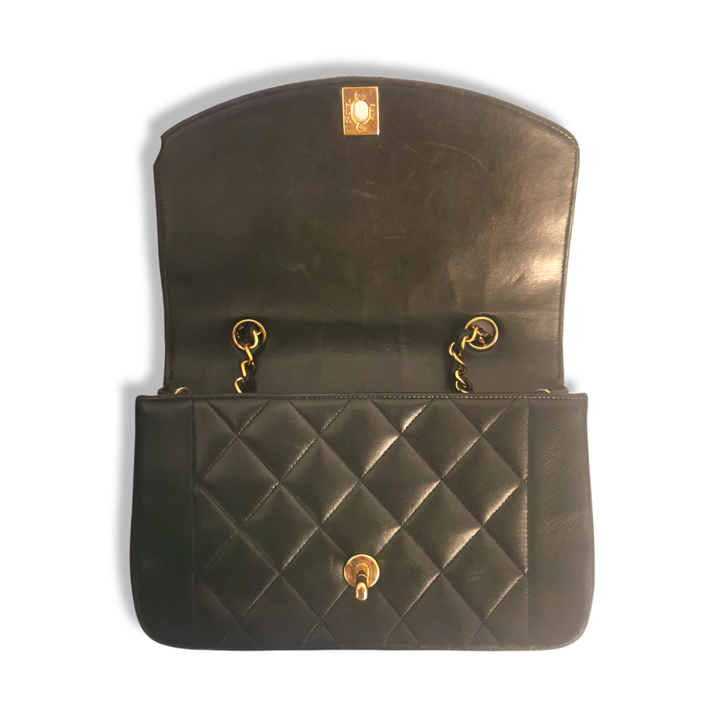 Chanel Diana Small Black Lambskin Gold