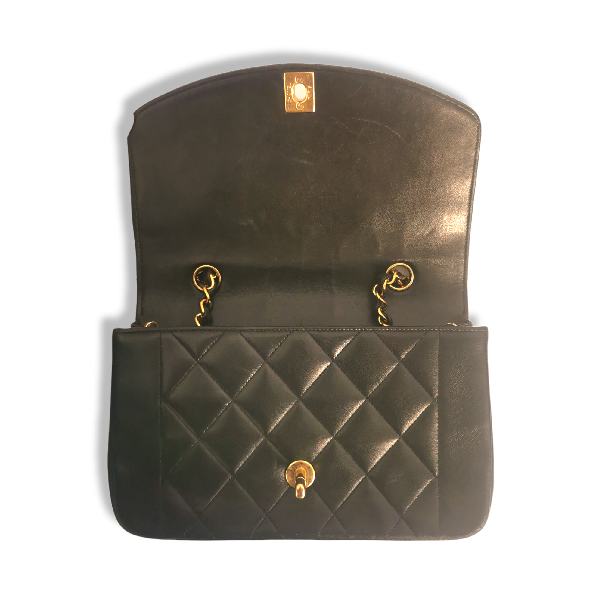 Chanel Diana Small Black Lambskin Gold