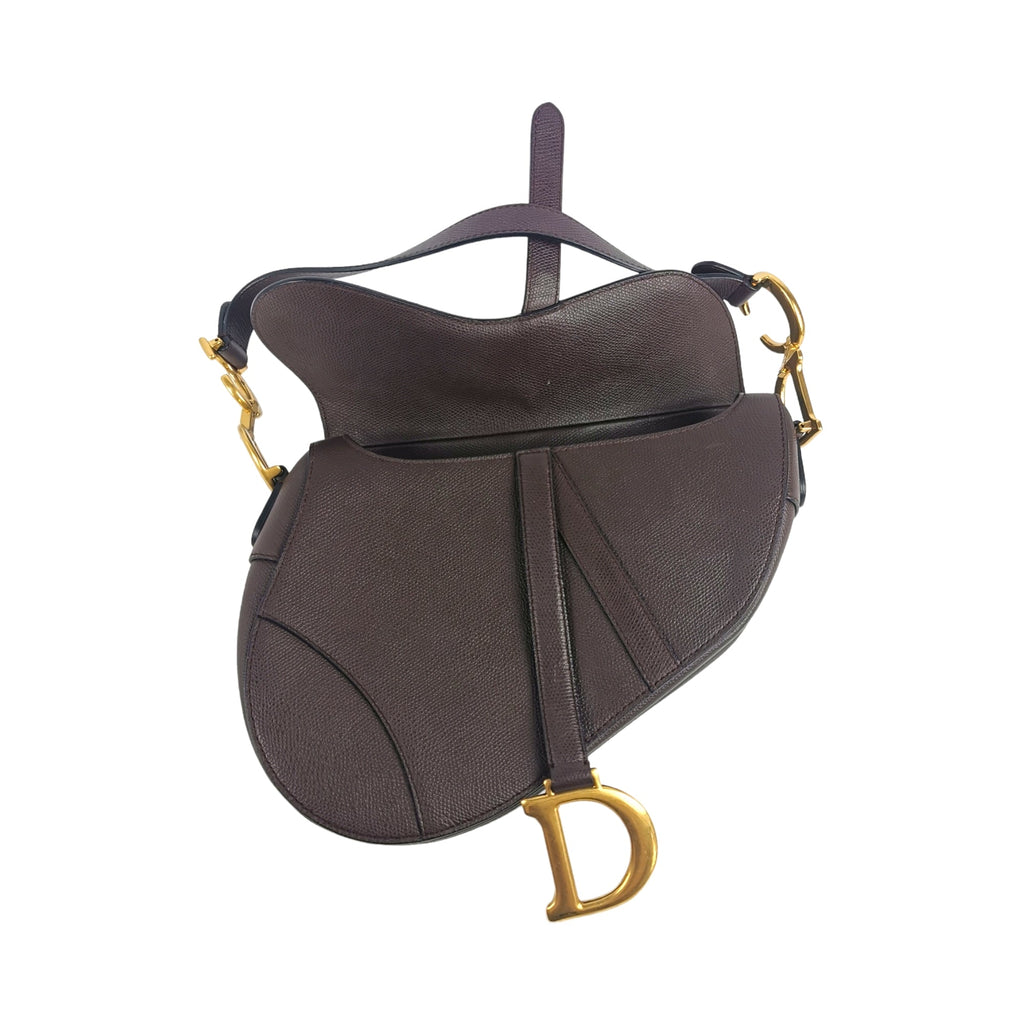 Dior Saddle Bag Burgundy with thick strap