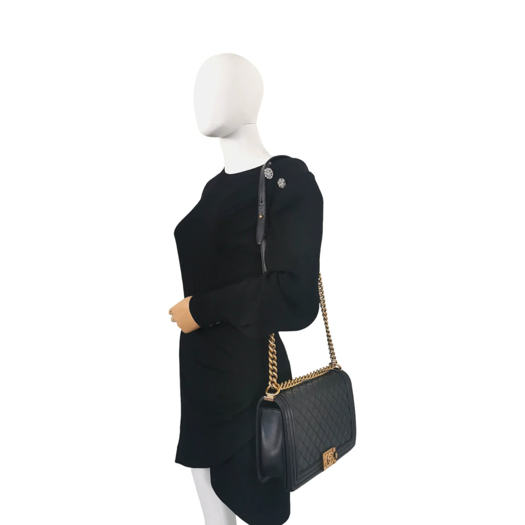 Chanel Boy Large Black Lambskin Gold