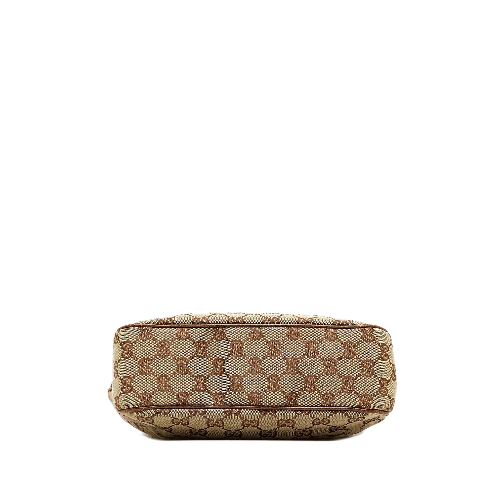 Tan Gucci GG Canvas Jackie Piston Lock Tote Bag