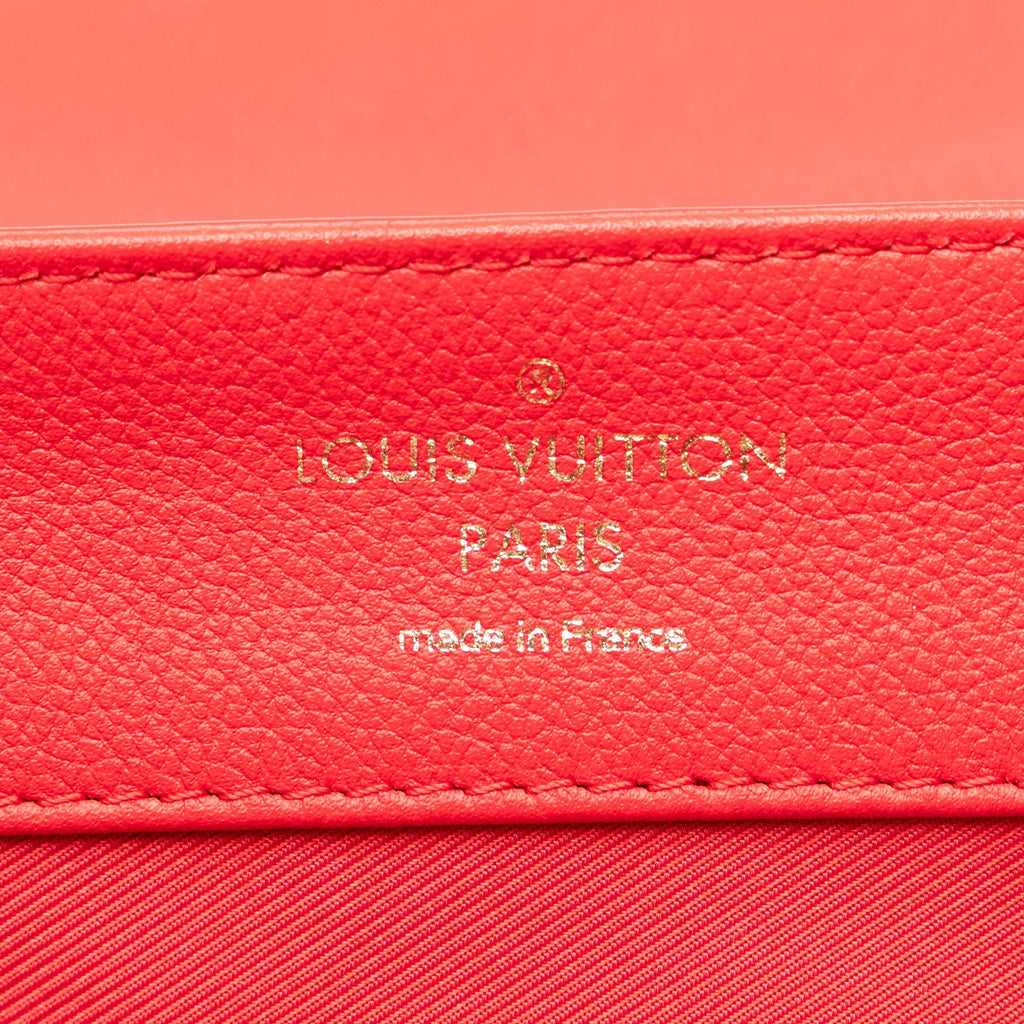 Red Louis Vuitton Calfskin Lockme MM Handbag