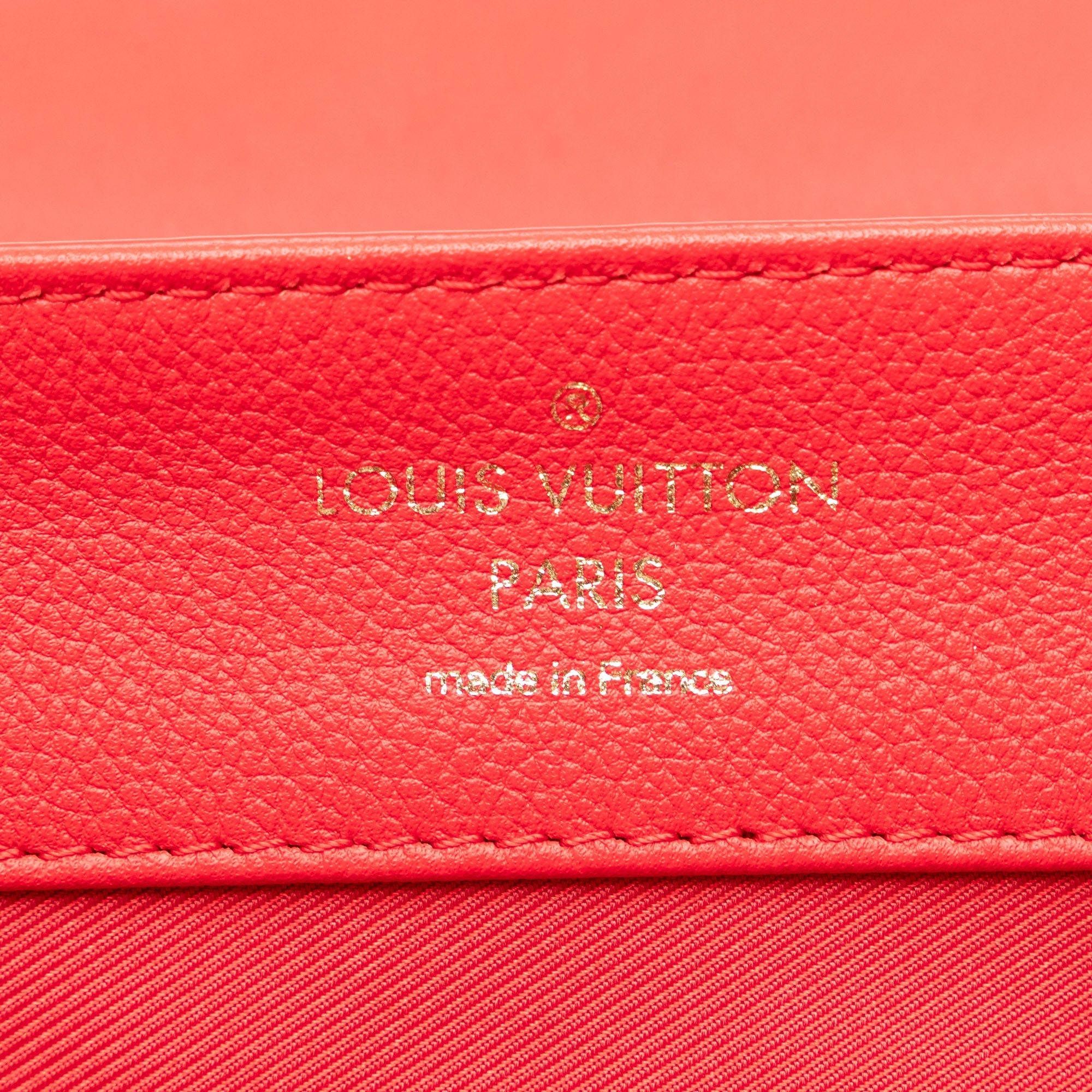 Red Louis Vuitton Calfskin Lockme MM Handbag