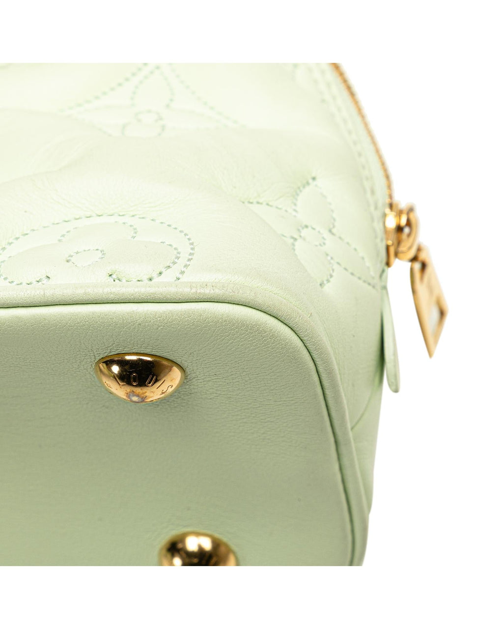 Quilted Leather Bubblegram Alma BB with Top Zip Closure and Detachable Strap