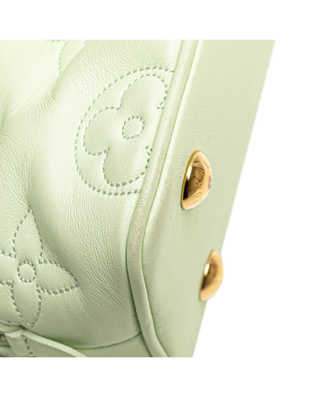 Quilted Leather Bubblegram Alma BB with Top Zip Closure and Detachable Strap