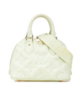 Quilted Leather Bubblegram Alma BB with Top Zip Closure and Detachable Strap