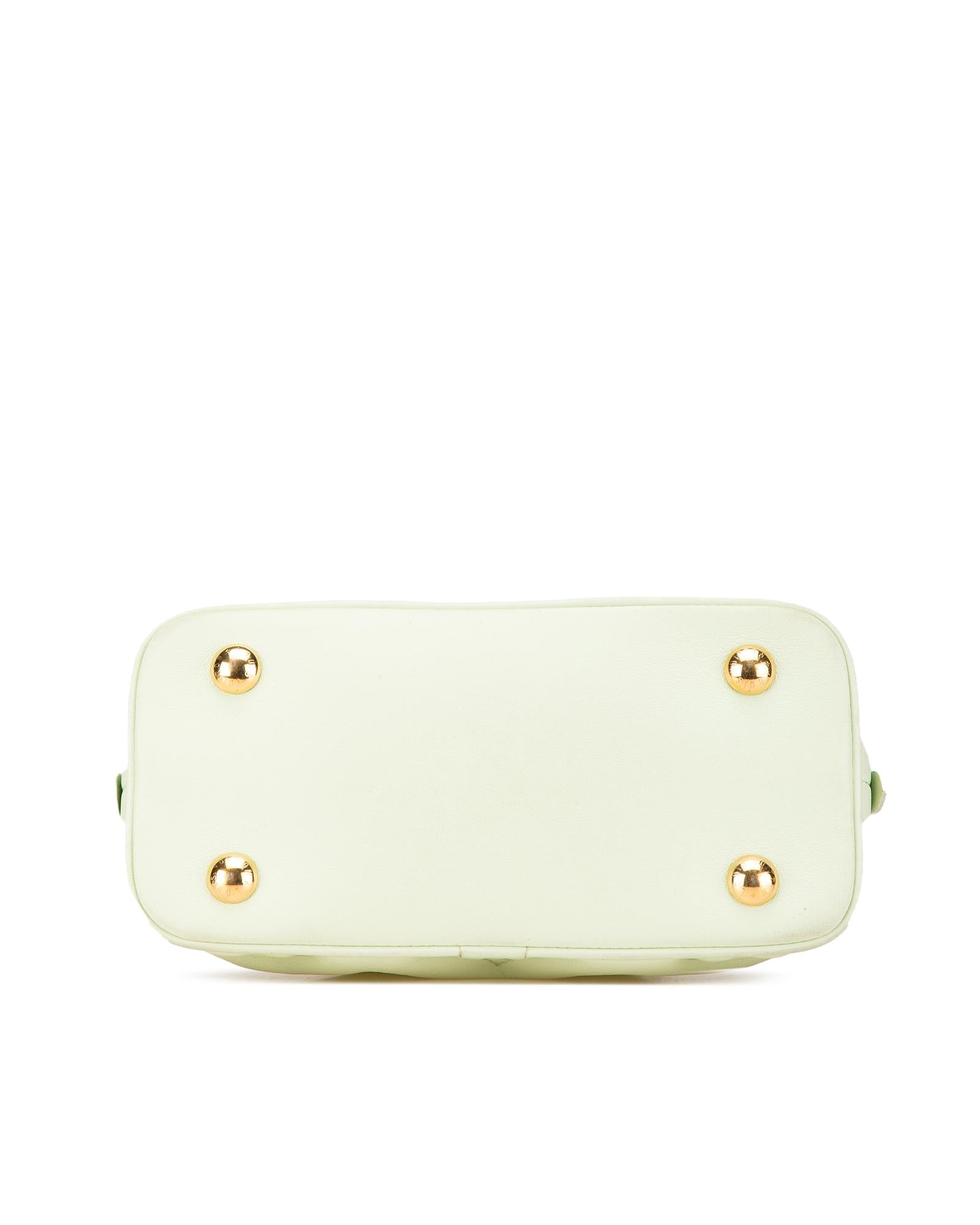Quilted Leather Bubblegram Alma BB with Top Zip Closure and Detachable Strap