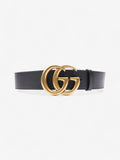 Gucci GG Marmont Wide Belt Blackk / Gold Leather 75cm / 30"