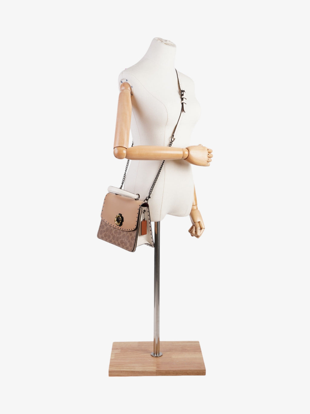 Coach Parker Top Handle Beige / White Calfskin Leather