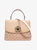 Coach Parker Top Handle Beige / White Calfskin Leather