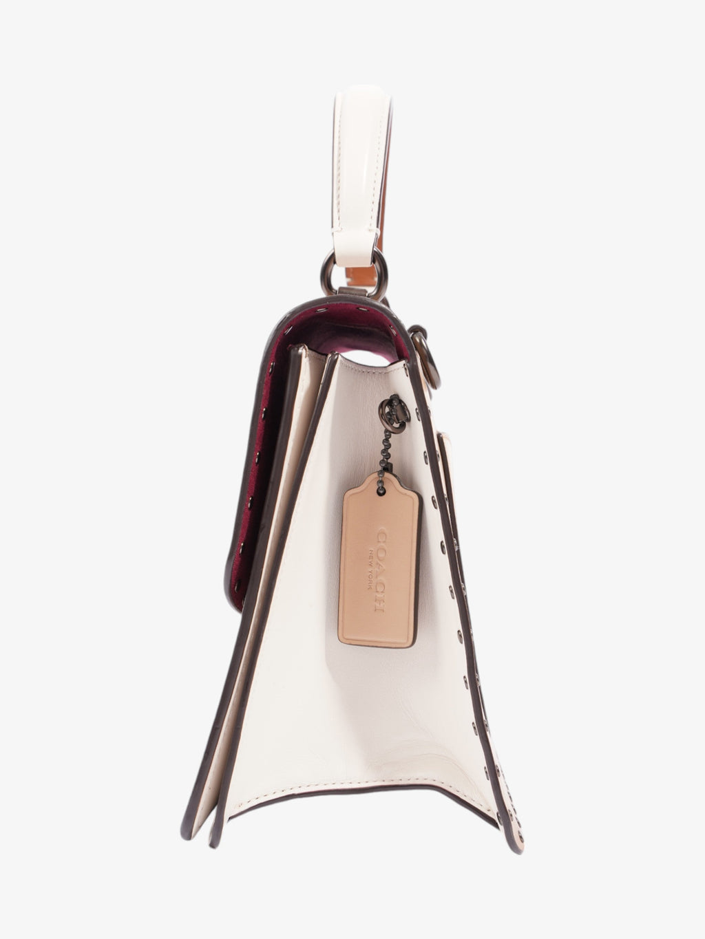 Coach Parker Top Handle Beige / White Calfskin Leather