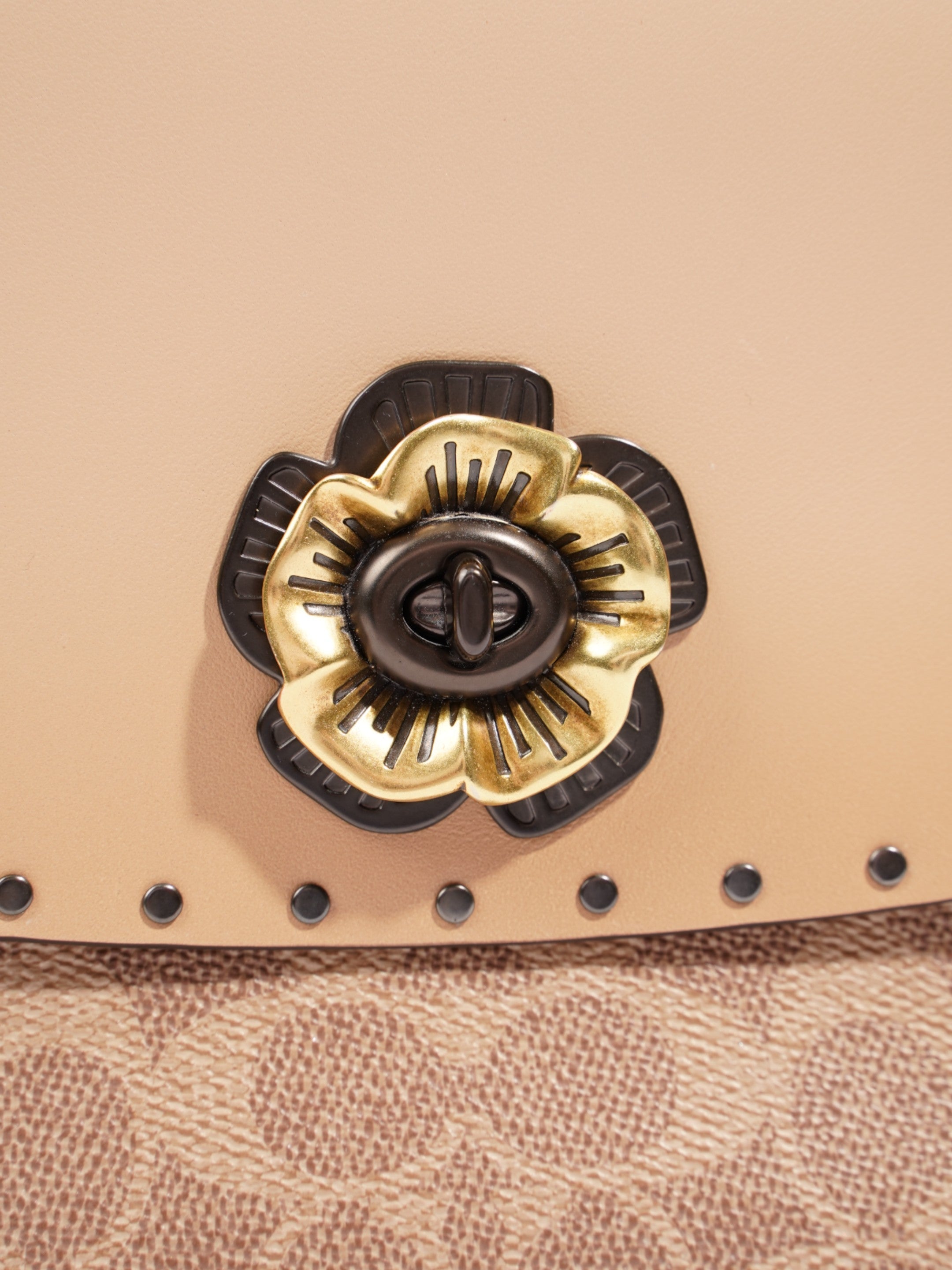 Coach Parker Top Handle Beige / White Calfskin Leather