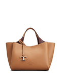 Logo Plaque Leather Tote Bag
