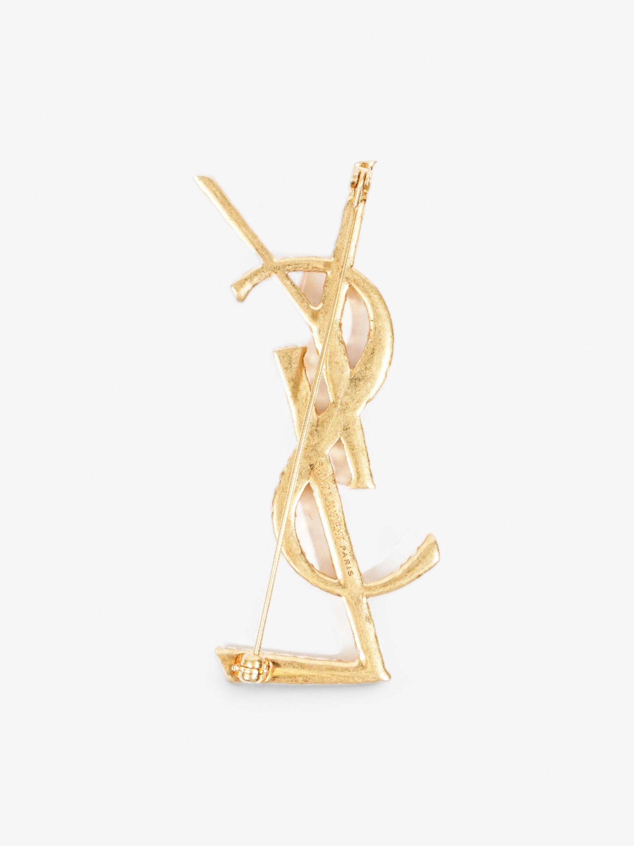 Saint Laurent Cassandre YSL Brooch Gold Brass