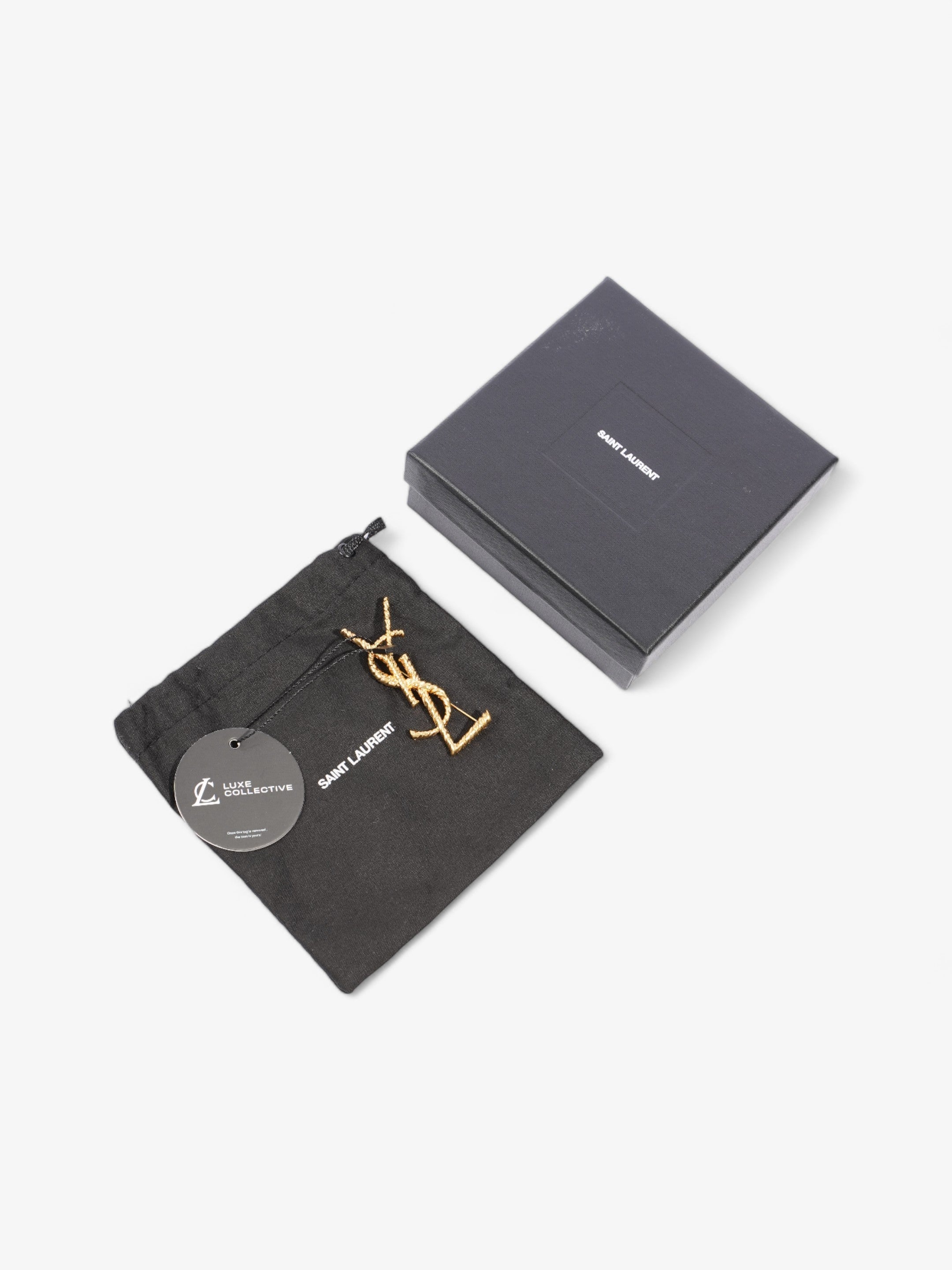 Saint Laurent Cassandre YSL Brooch Gold Brass