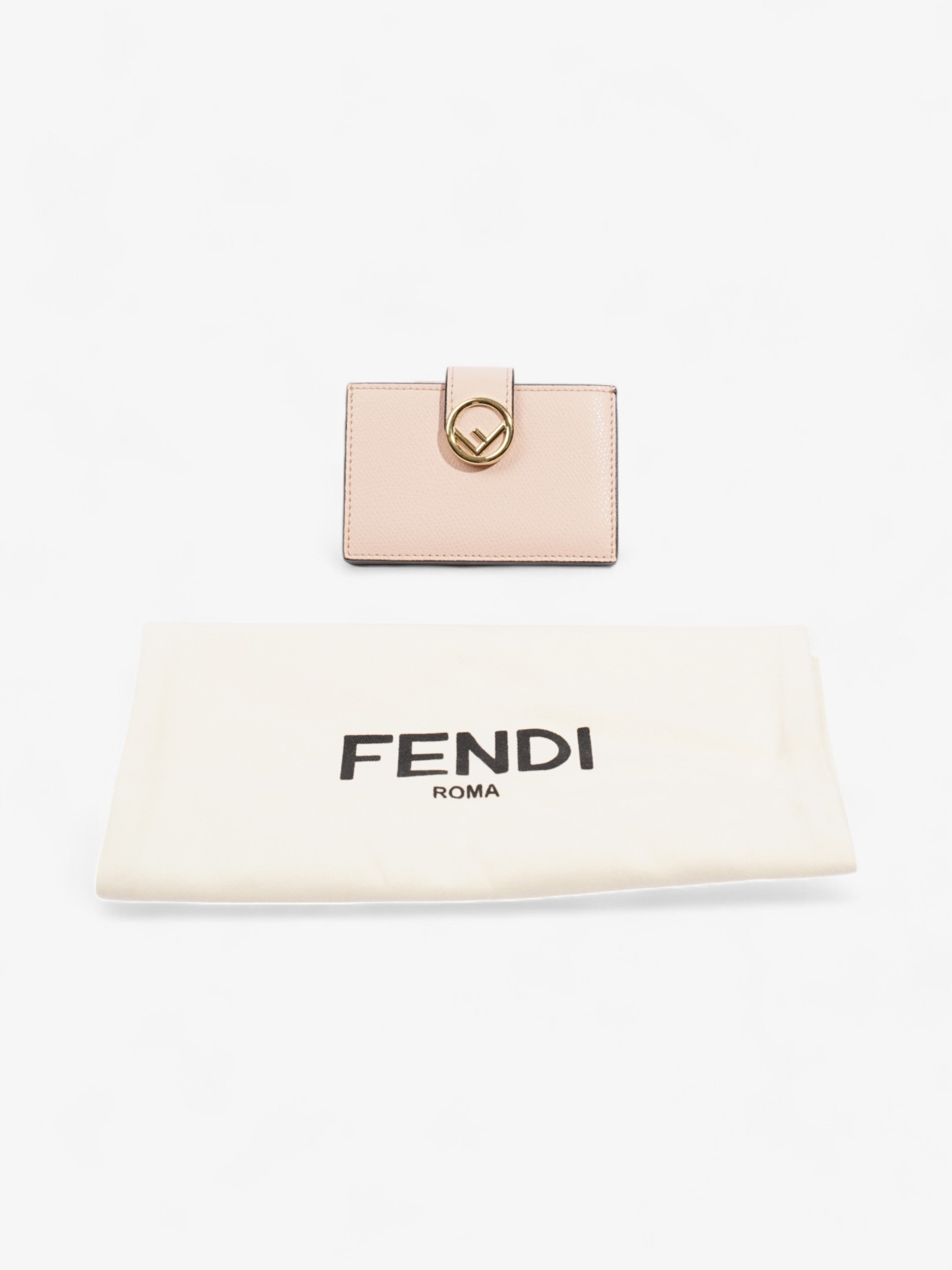Fendi F is Fendi Card Holder Light Pink / Gold Leather