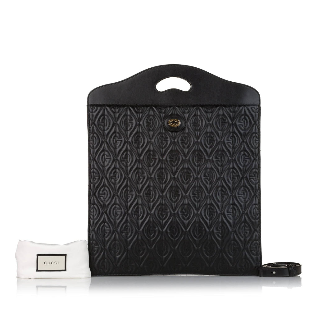 Gucci Morpheus Handbag Black Embroidered Leather