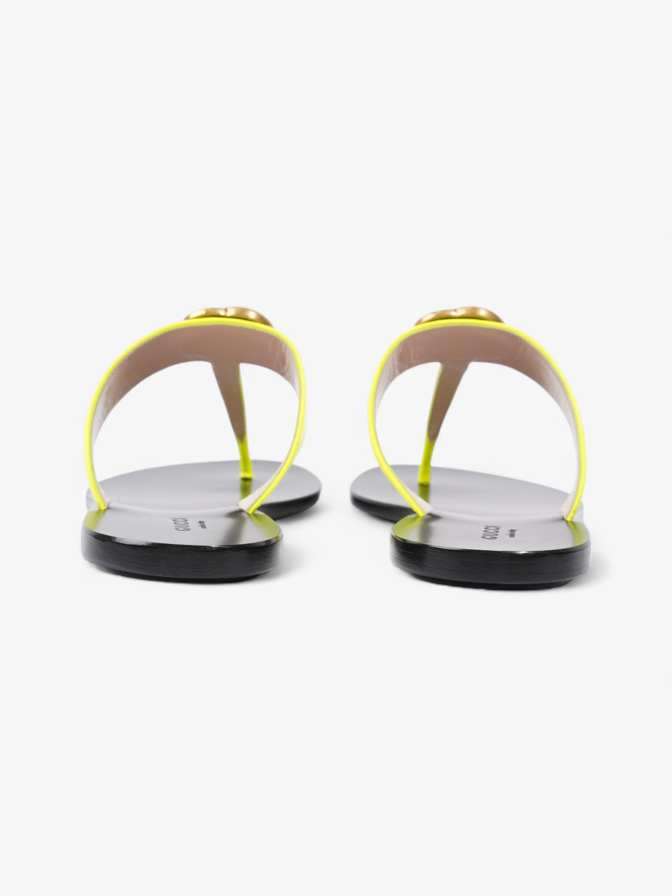 Gucci Thong Sandals with Double G Fluorescent Yellow  Leather EU 38.5 UK 5.5