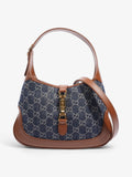 Gucci Jackie 1961 Denim GG Supreme / Brown Leather Denim Small