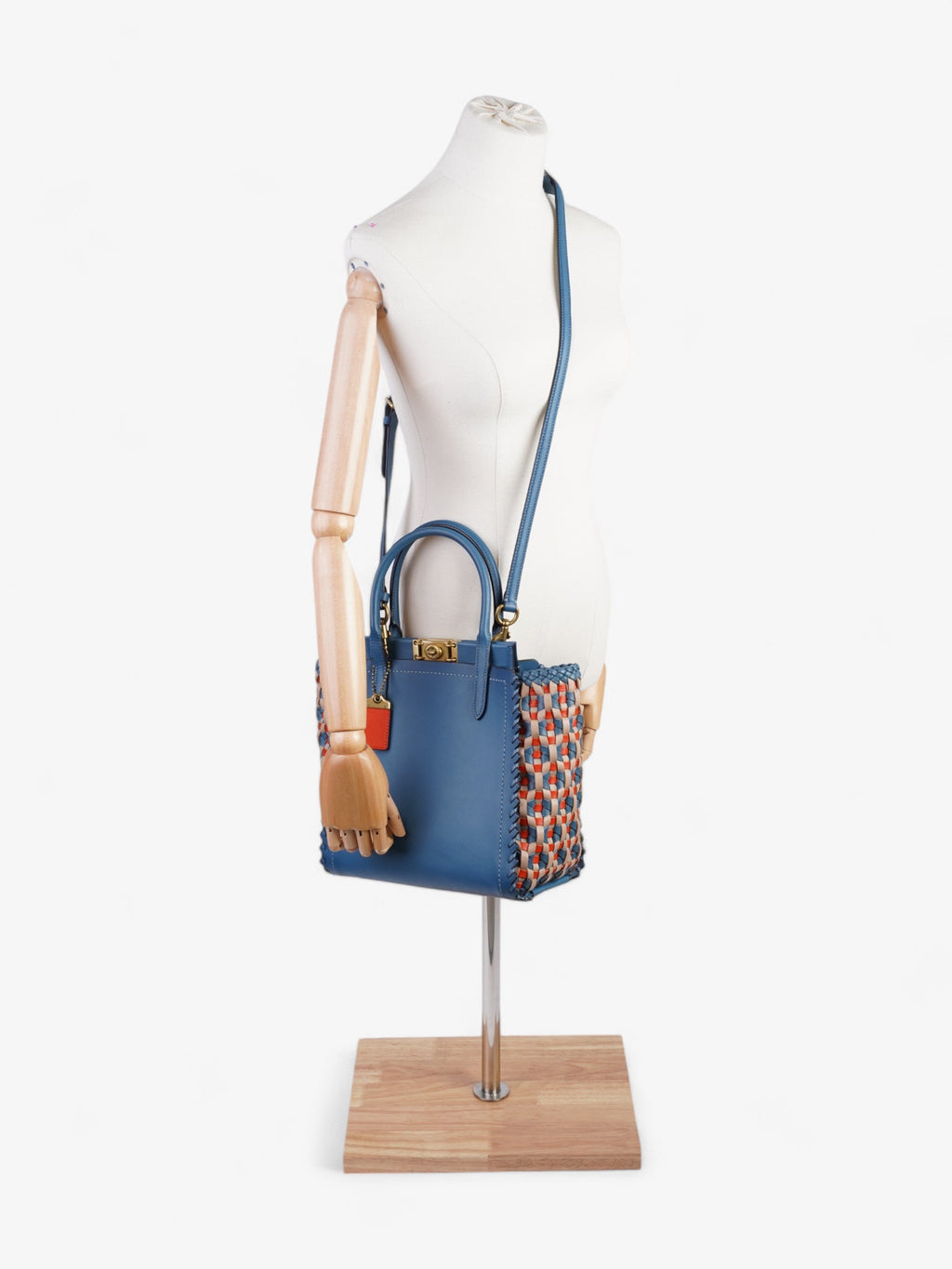 Coach Troupe Tote Blue / Orange / Beige Leather