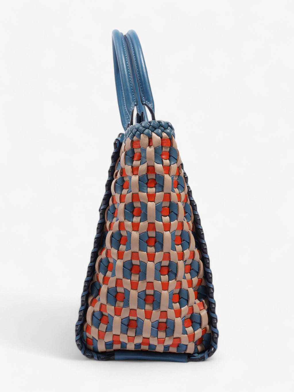 Coach Troupe Tote Blue / Orange / Beige Leather