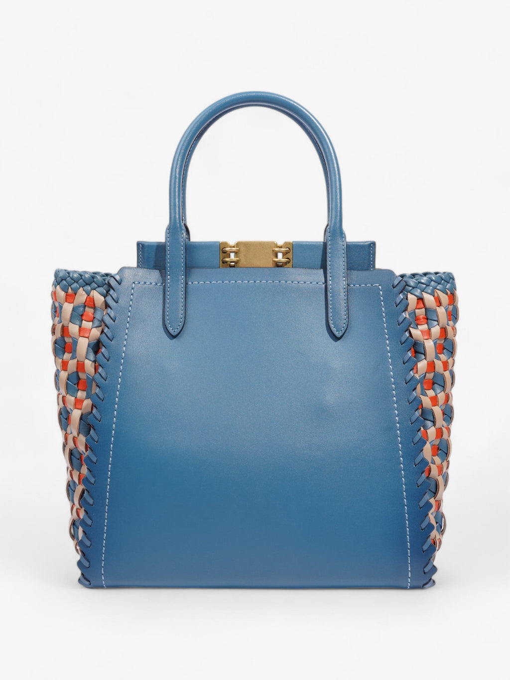 Coach Troupe Tote Blue / Orange / Beige Leather