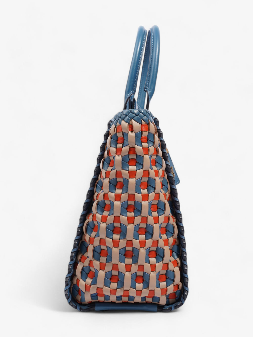 Coach Troupe Tote Blue / Orange / Beige Leather