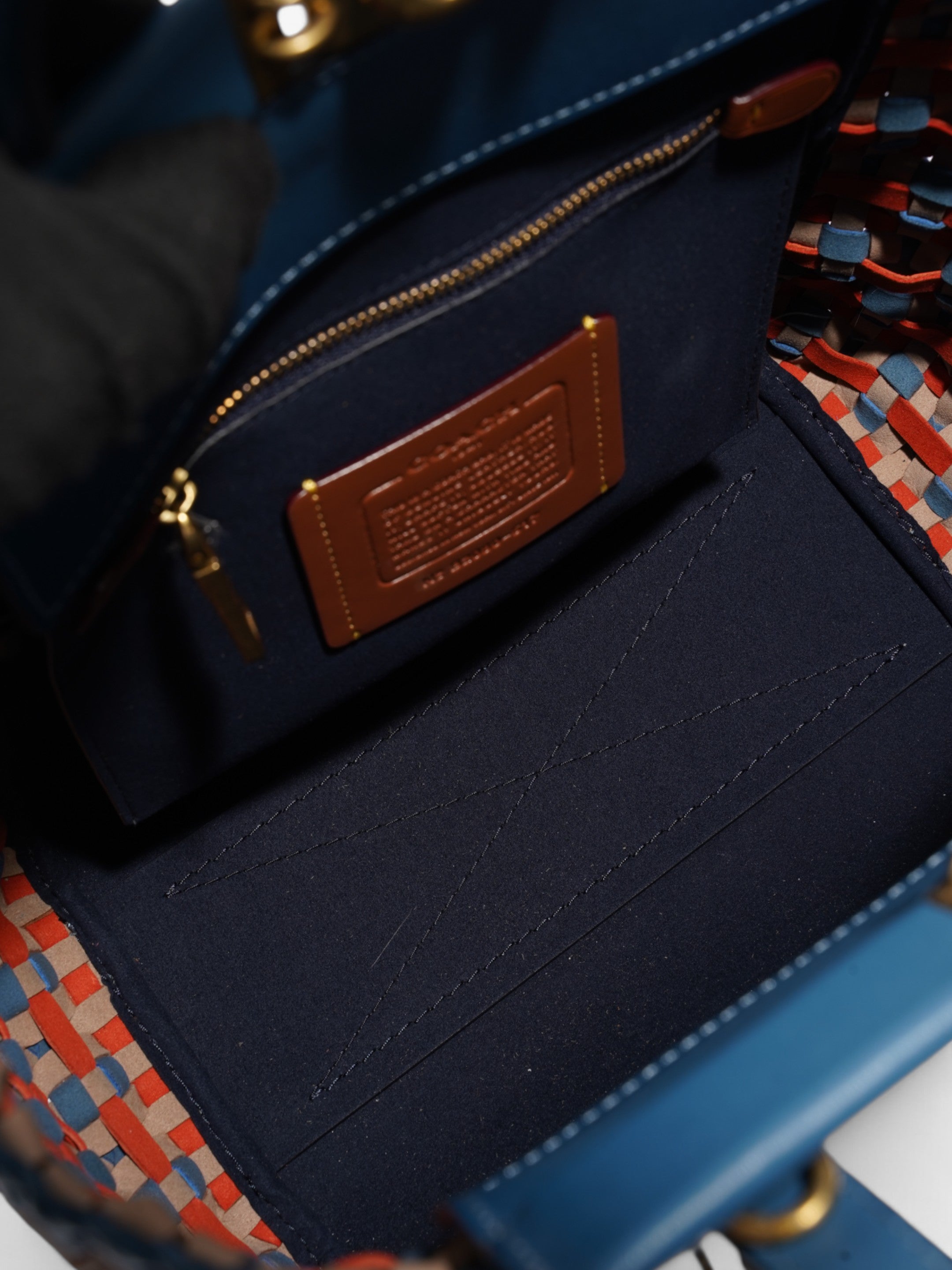 Coach Troupe Tote Blue / Orange / Beige Leather