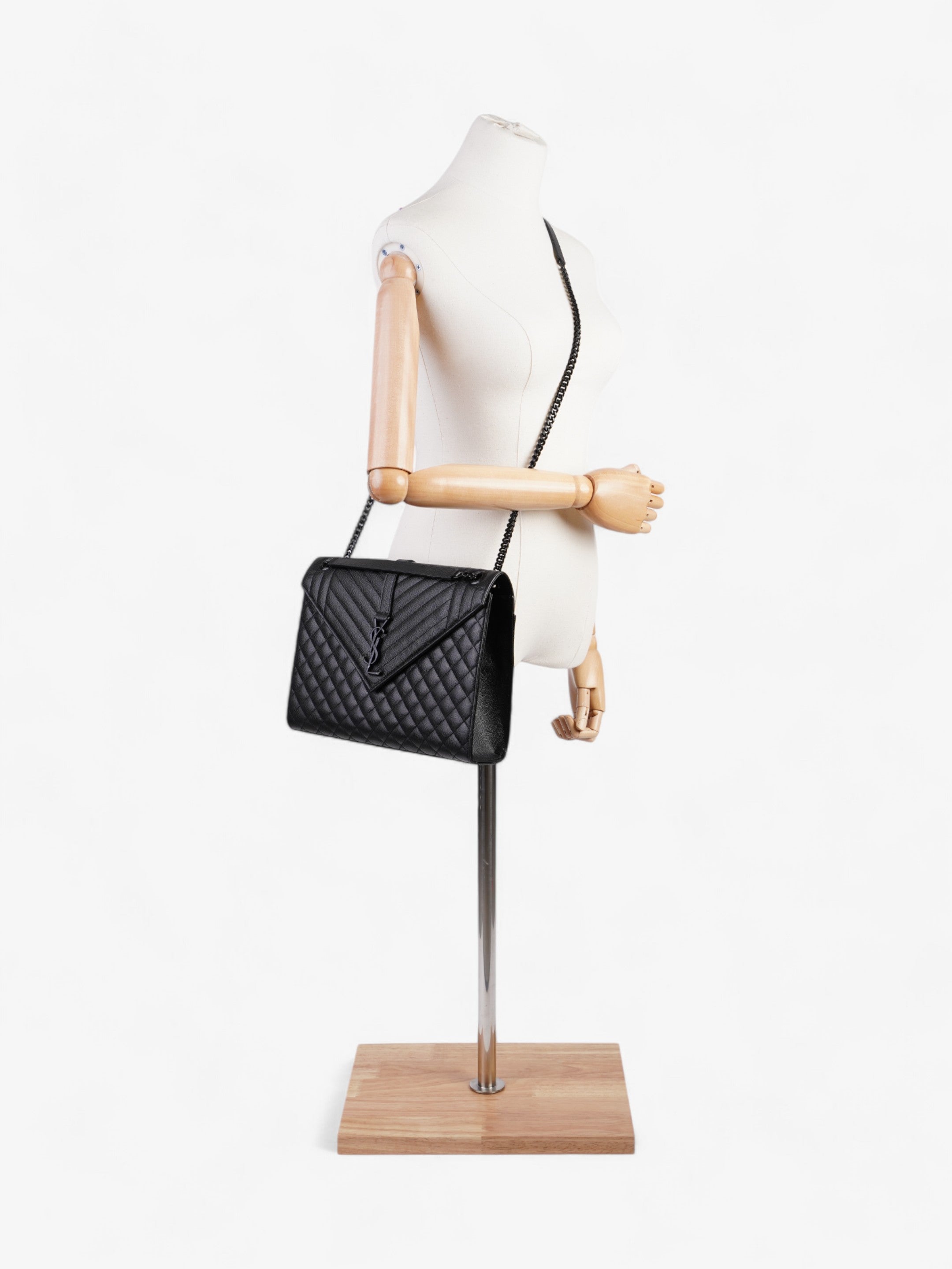 Saint Laurent Envelope Black Grained Leather Large