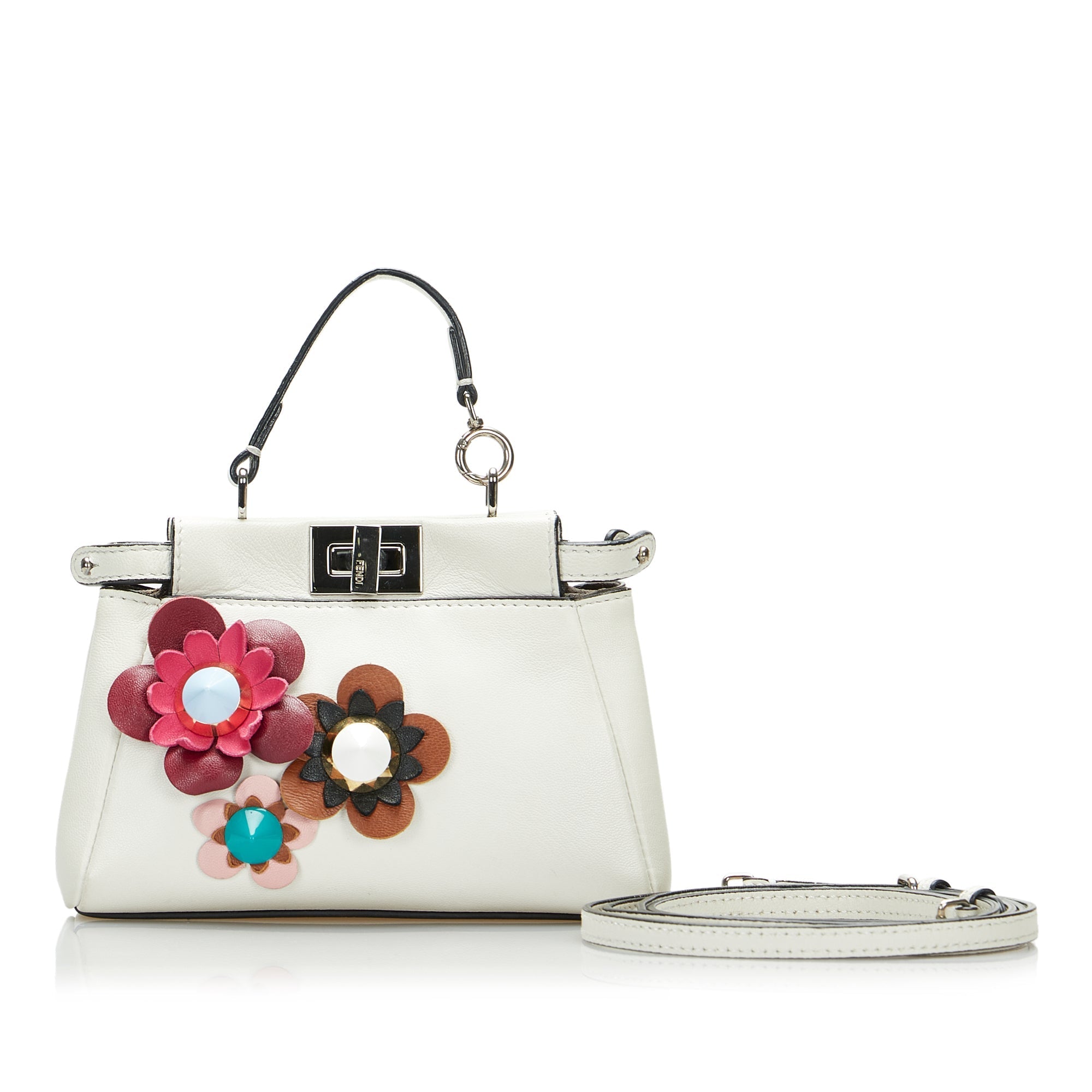 Fendi Flowerland Peekaboo Micro White