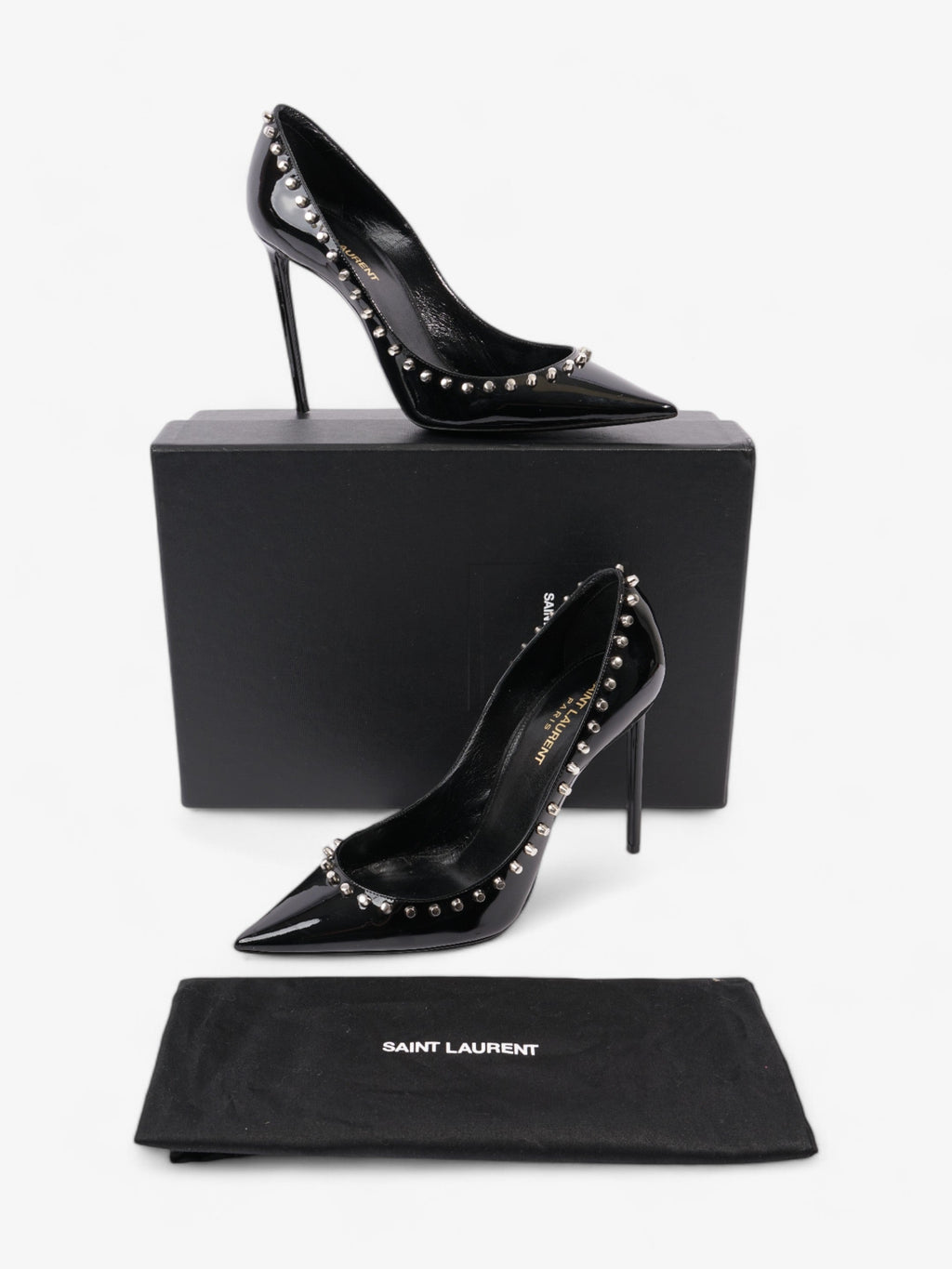 Saint Laurent Saint Zoe Heels 105 Black Patent Leather EU 39 UK 6