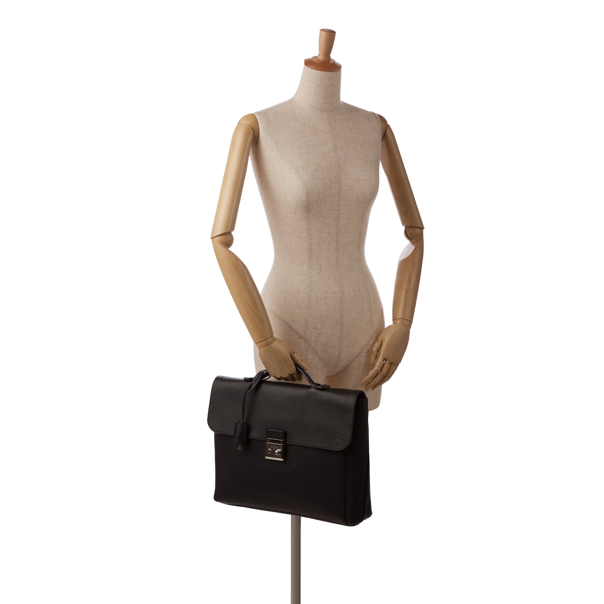 Black Louis Vuitton Taurillon Serviette Dorian Business Bag