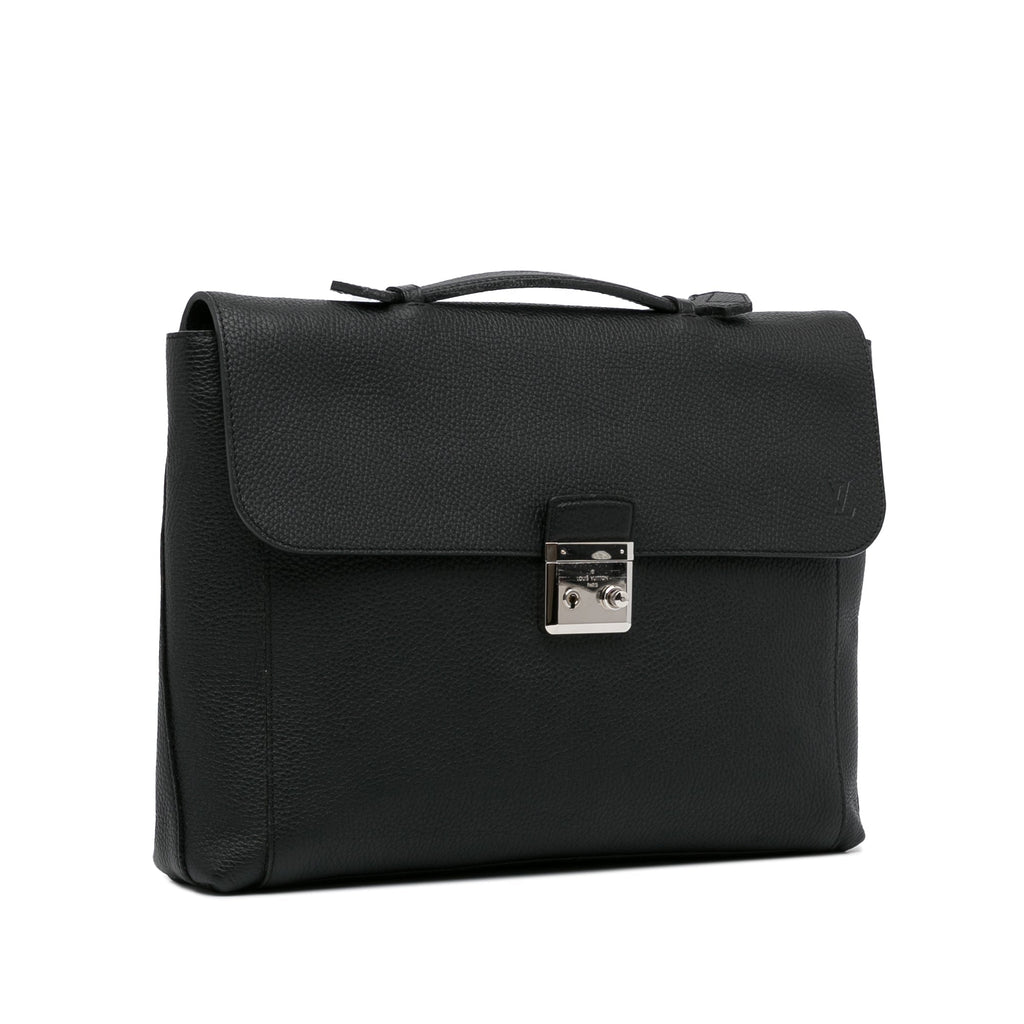 Black Louis Vuitton Taurillon Serviette Dorian Business Bag