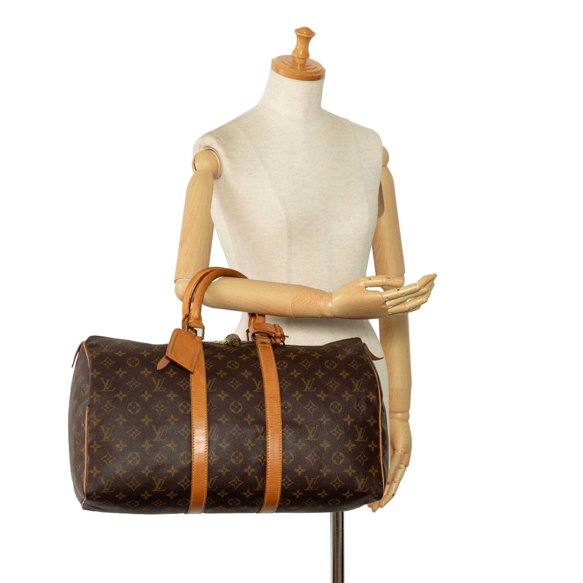 Brown Louis Vuitton Monogram Keepall 45 Travel Bag