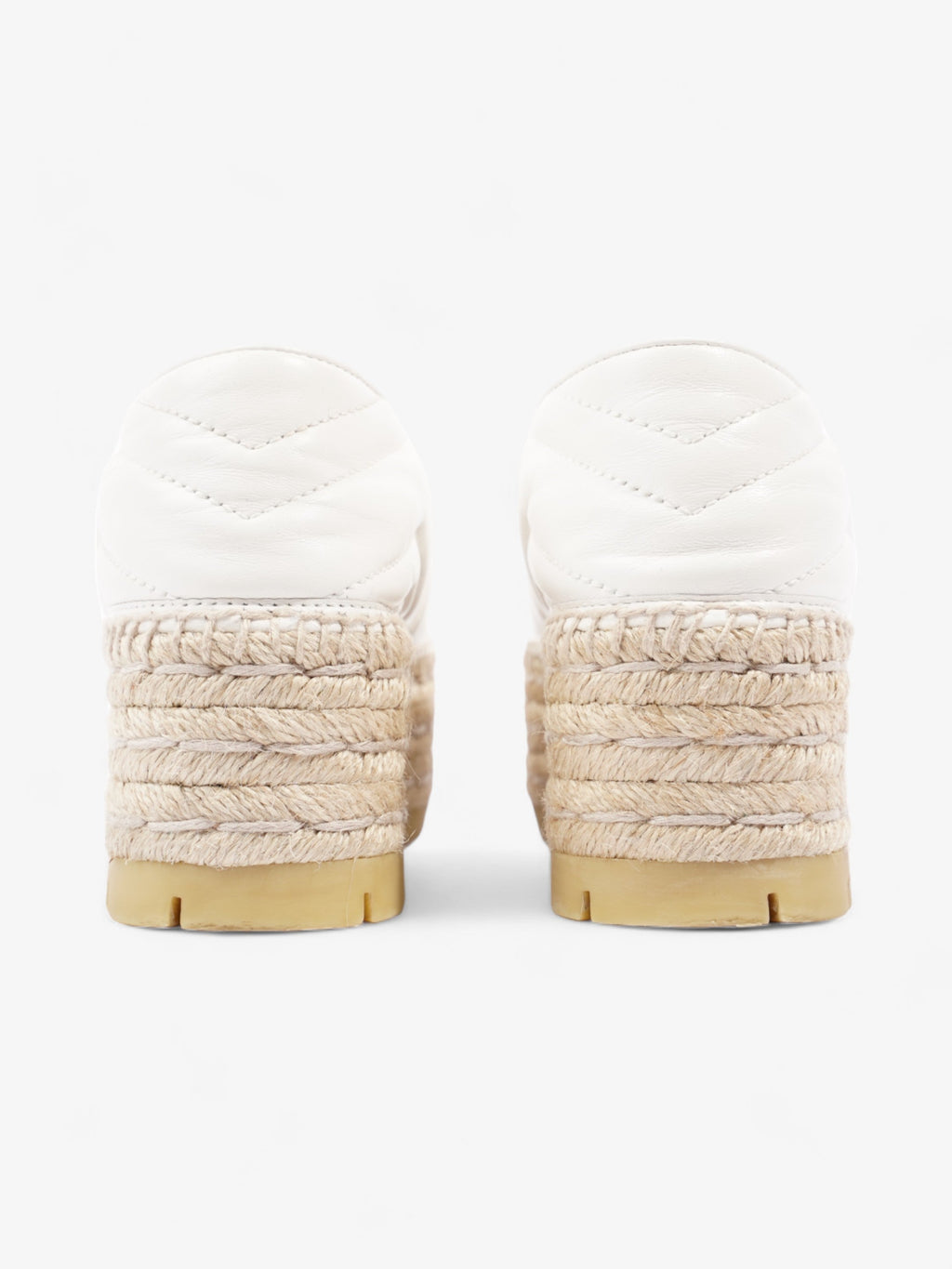 Gucci GG Marmont Platform Espadrille White / Gold Nappa Leather EU 36.5 UK 3.5