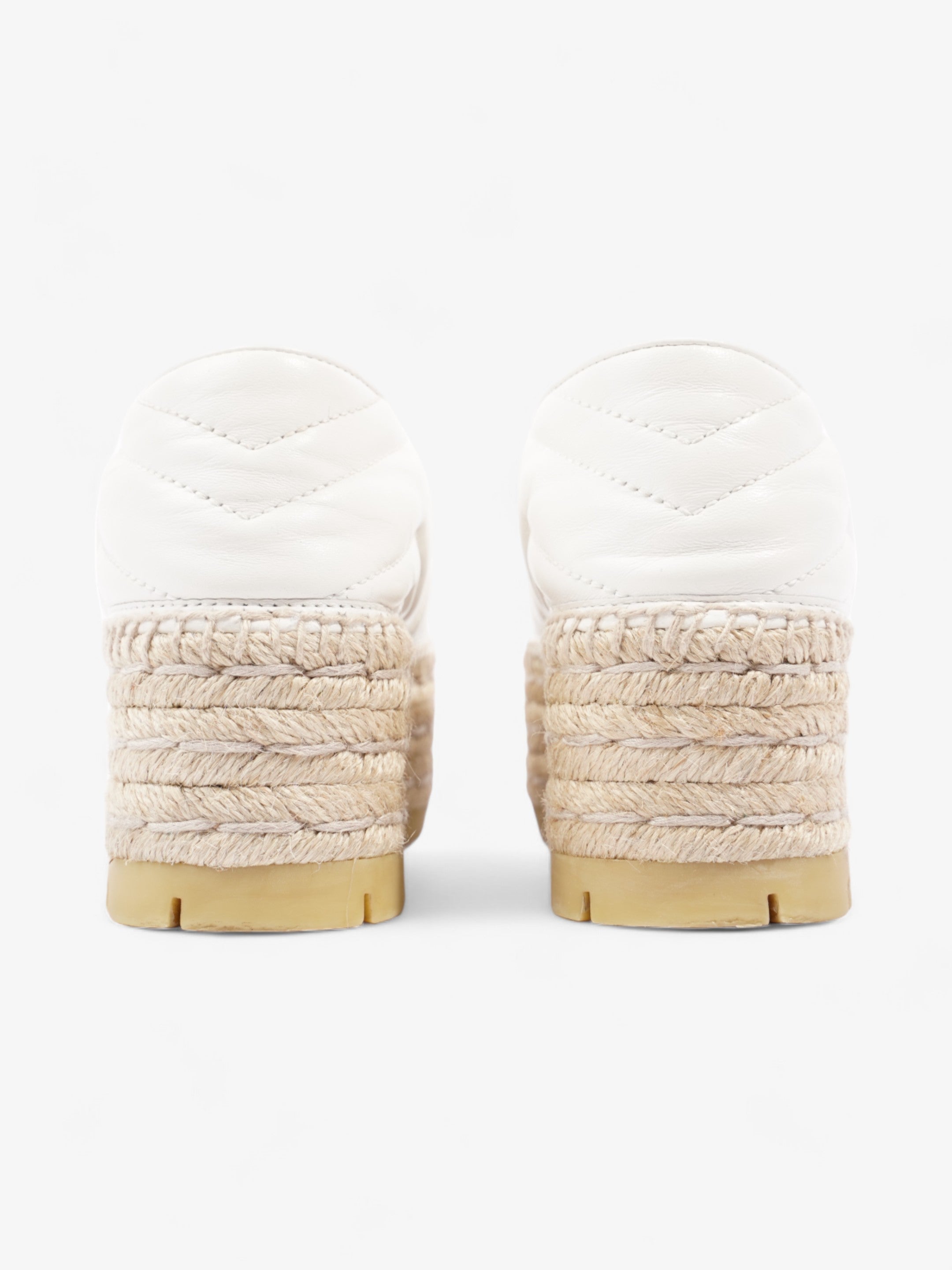 Gucci GG Marmont Platform Espadrille White / Gold Nappa Leather EU 36.5 UK 3.5
