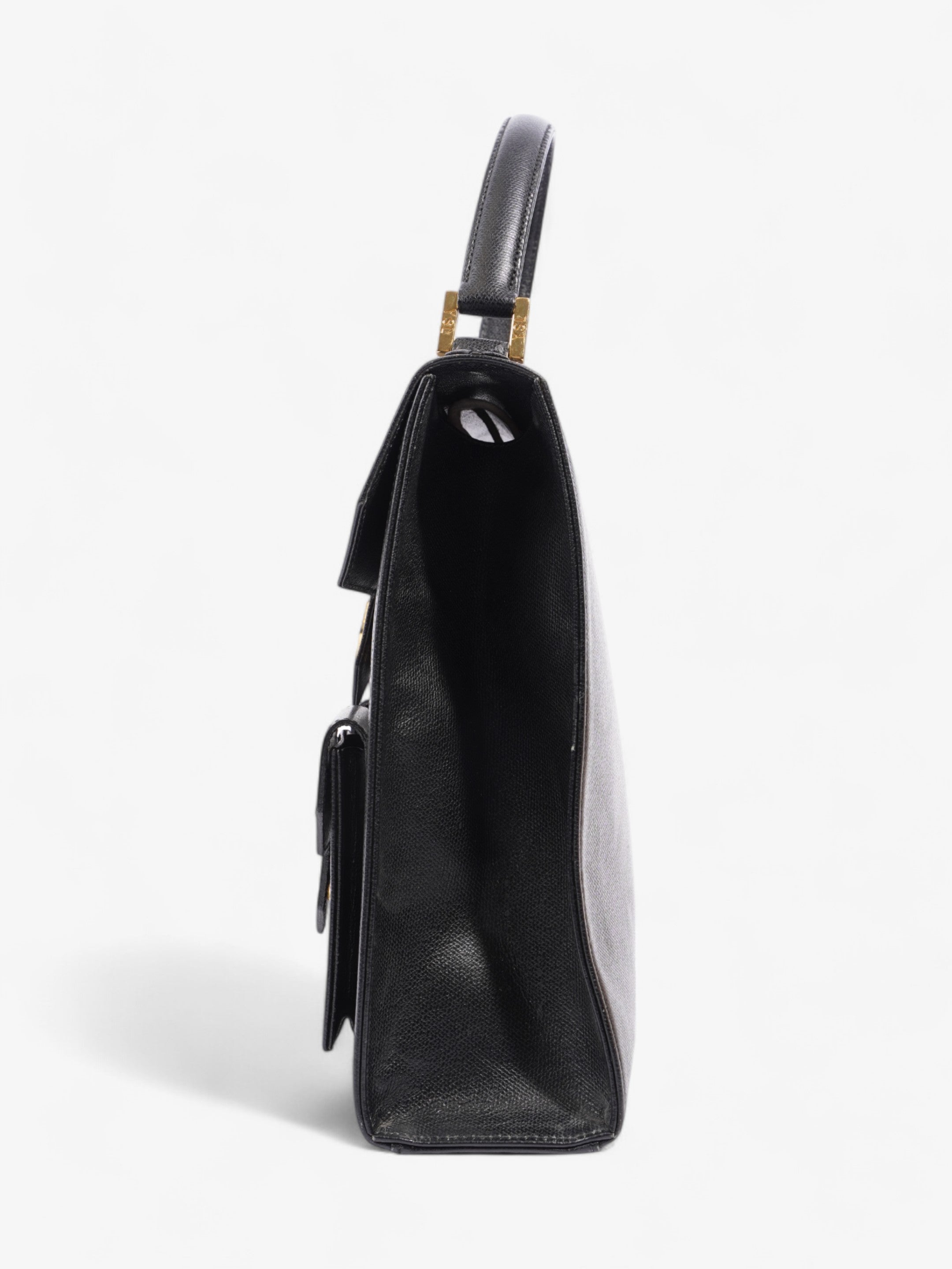 Saint Laurent Vintage Top Handle Black Grained Leather