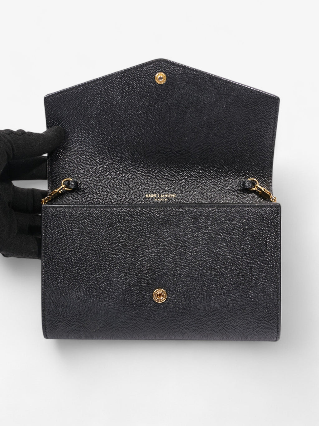 Saint Laurent Envelope Black Grained Leather