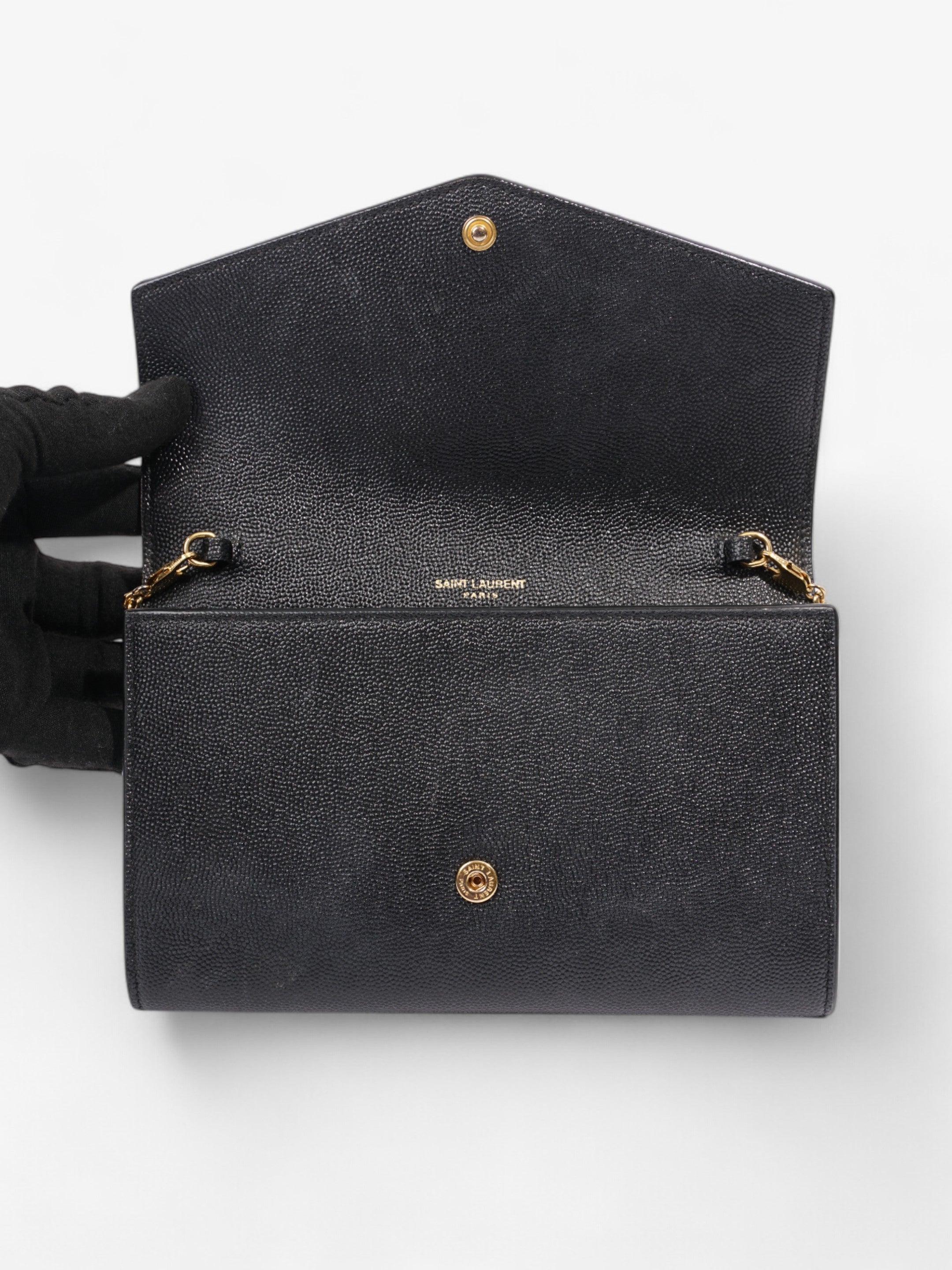 Saint Laurent Envelope Black Grained Leather