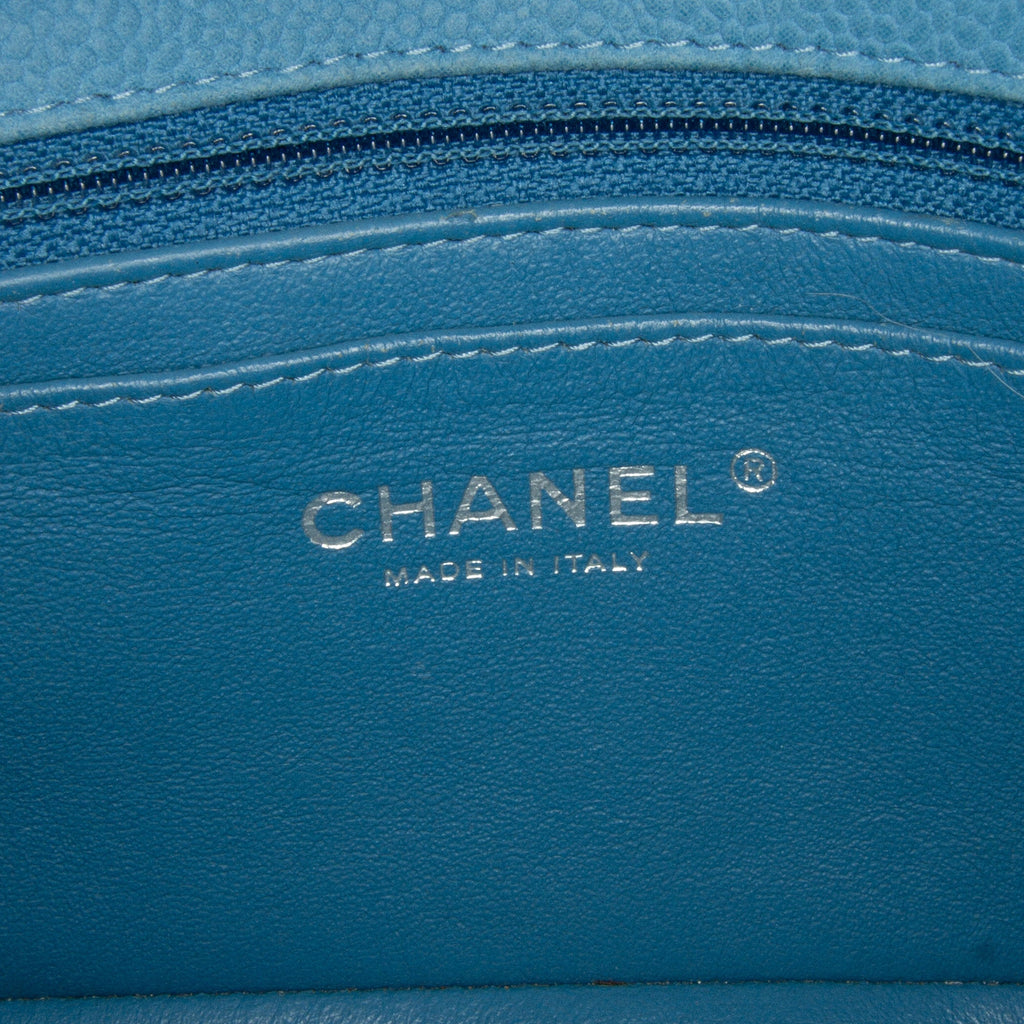 Chanel Classic Mini Rectangular Single Flap Blue Caviar Silver