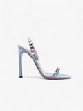 Gucci Kid Scamosciato Crystallo Mallory Slingback  100mm Mineral Blue  Suede EU 37.5 UK 4.5