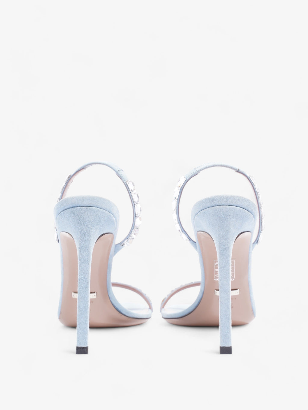 Gucci Kid Scamosciato Crystallo Mallory Slingback  100mm Mineral Blue  Suede EU 37.5 UK 4.5