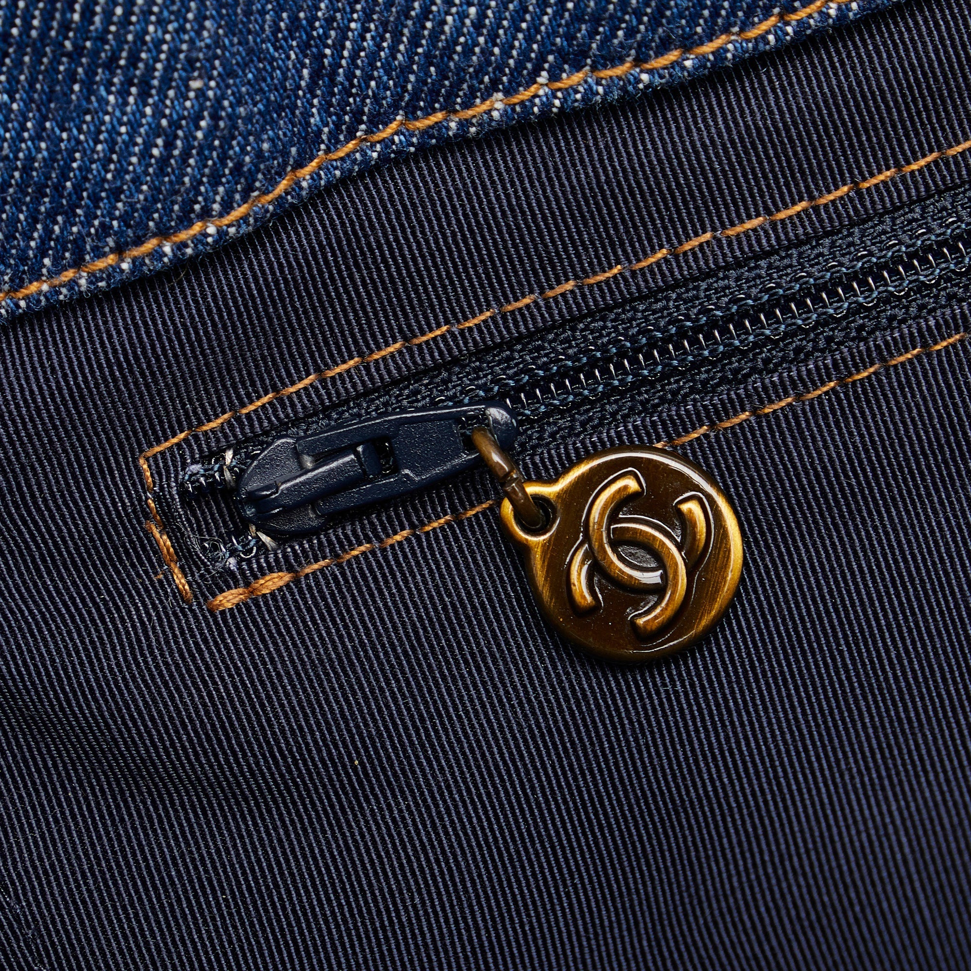 Blue Chanel CC Denim Tote Bag