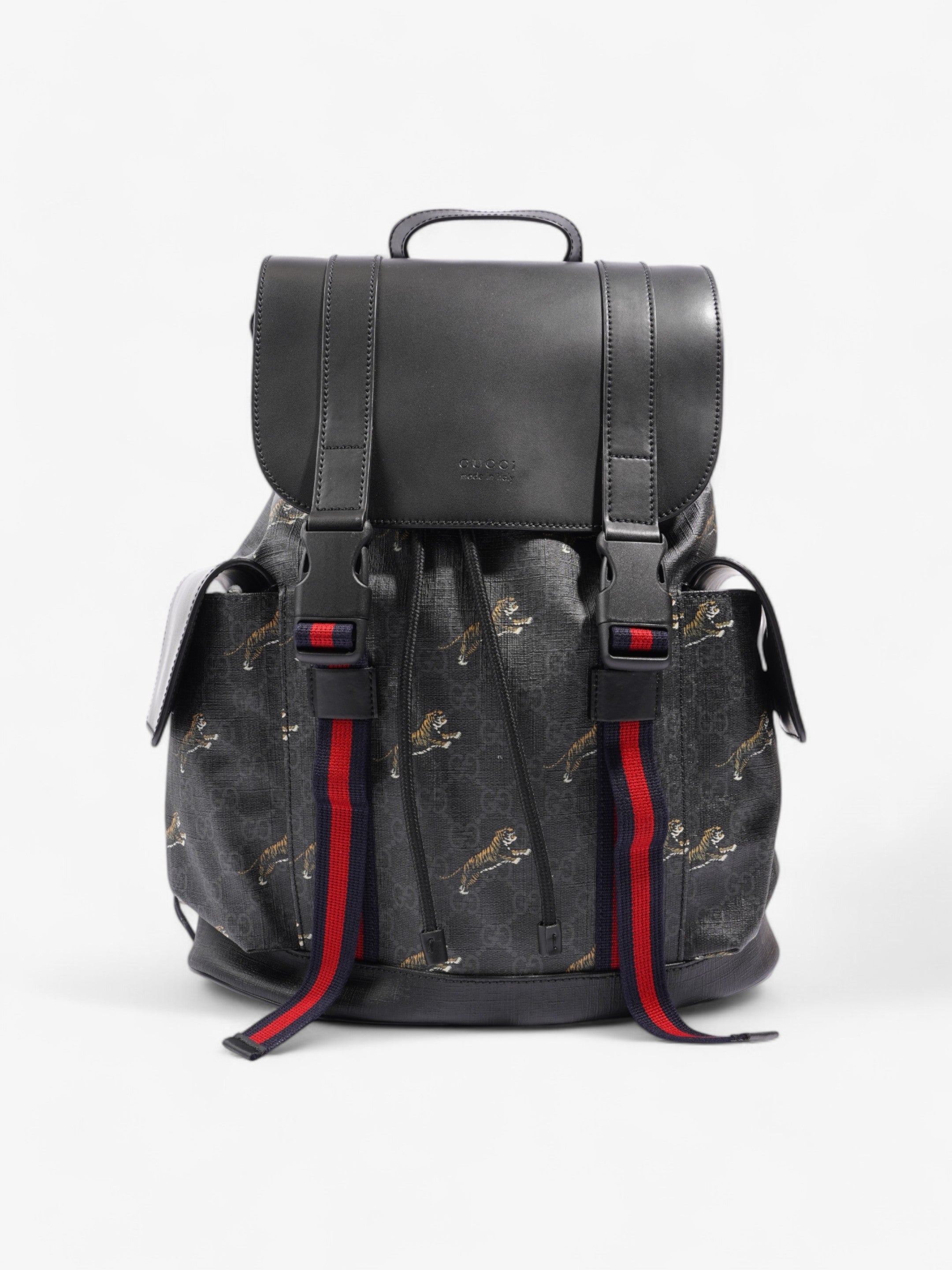 Gucci Tiger Backpack GG Supreme / Black Canvas
