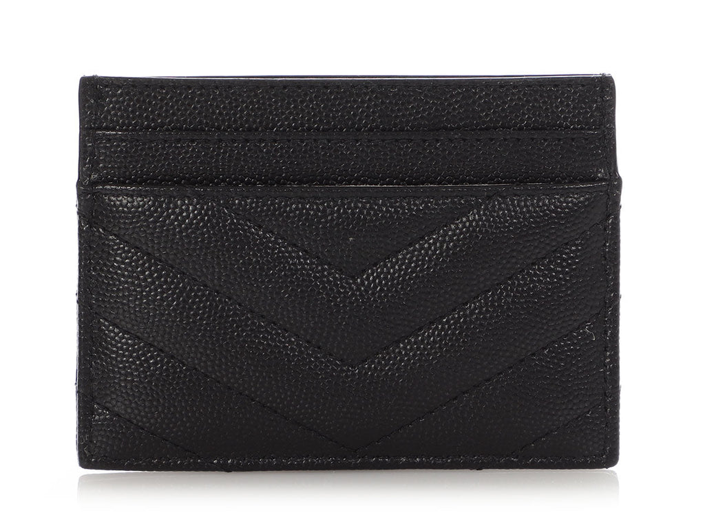 Saint Laurent Black MatelassÃ© Cassandre Card Holder