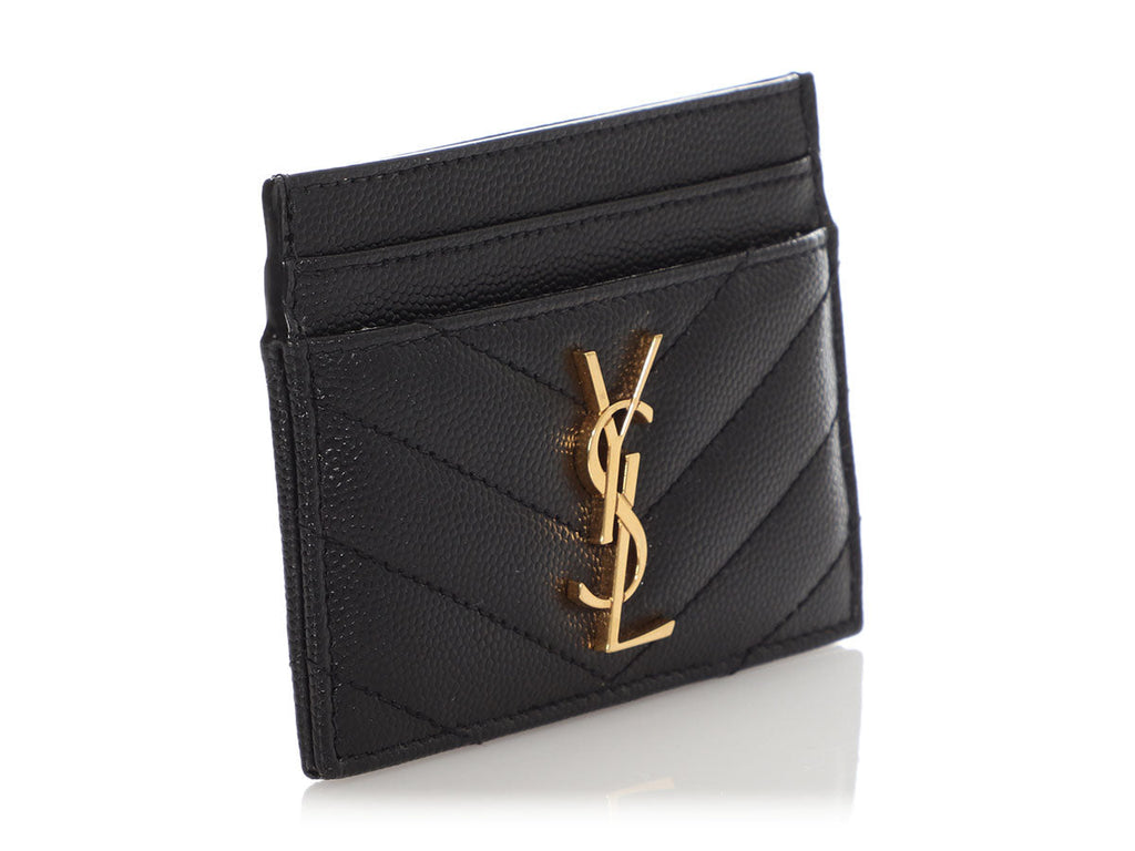 Saint Laurent Black MatelassÃ© Cassandre Card Holder
