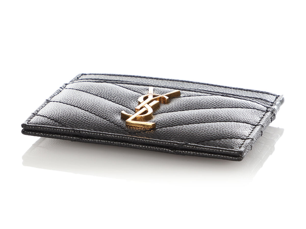 Saint Laurent Black MatelassÃ© Cassandre Card Holder
